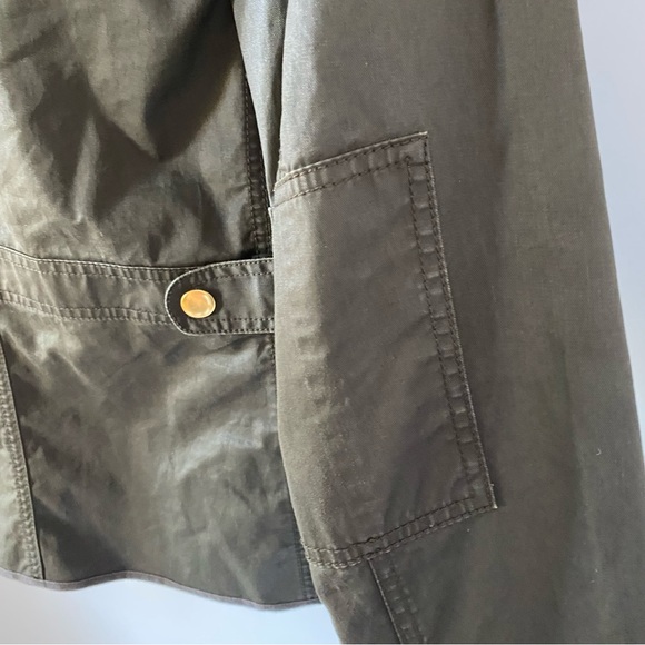 J.Crew Resin-Coated Field Jacket Olive Green Utility Boyfriend Fit Size L - Picture 5 of 10